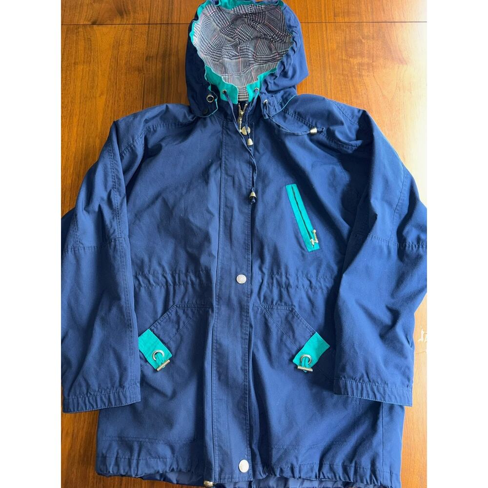Vintage Current Seen Women's Navy Colorblock Hooded Jacket - Size M